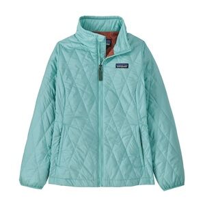 PATAGONIA Girls' Nano Puff Jacket Teal Blue Zipper Front Size Kids XL & XS Women